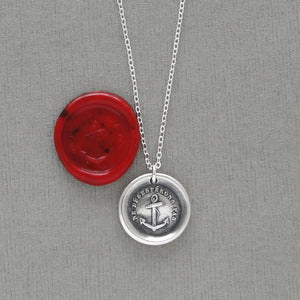 Wax Seal Necklace Do Not Despair - Hope Anchor - Antique Silver Wax Seal Charm Jewelry
