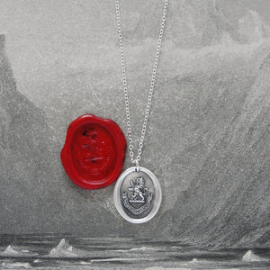 By Courage Not Stratagem - Silver Wax Seal Necklace Rampant Lion Bravery