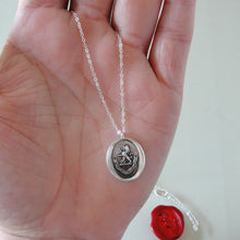 Load image into Gallery viewer, By Courage Not Stratagem - Silver Wax Seal Necklace Rampant Lion Bravery
