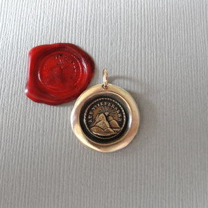 Wax Seal Charm - Until We Meet Again - Antique Bronze Wax Seal Jewelry Pendant Sun Setting German motto