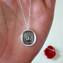 Load image into Gallery viewer, Honey Bee Silver Wax Seal Necklace - Industrious Honeybee Wax Seal Jewelry

