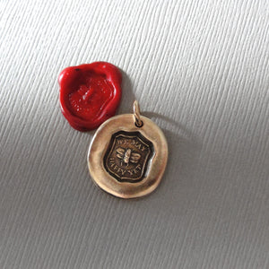 Bee Wax Seal Charm - We May Be Happy Yet - Bronze Jewelry