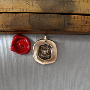 Bee Wax Seal Charm - We May Be Happy Yet - Bronze Jewelry