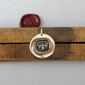 Bee Wax Seal Pendant - Live Life To The Fullest - antique wax seal charm jewelry with Latin motto