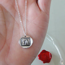 Load image into Gallery viewer, Secrets - Silver Wax Seal Necklace with Beehive - Honey Bee antique wax seal charm jewelry

