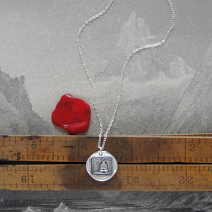 Secrets - Silver Wax Seal Necklace with Beehive - Honey Bee antique wax seal charm jewelry