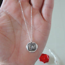 Load image into Gallery viewer, Secrets - Silver Wax Seal Necklace with Beehive - Honey Bee antique wax seal charm jewelry
