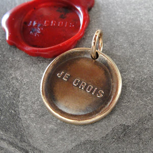 I Believe - Wax Seal Pendant - French motto antique wax seal jewelry charm - RQP Studio