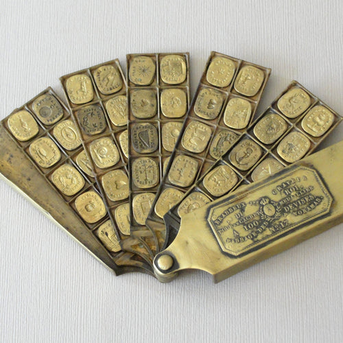 Extremely Rare Antique French Multi Wax Seal Set 84 double sided seals by Brasseux