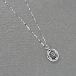 By Faith And Work - Miniature Silver Wax Seal Necklace - Victory Symbol Laurel