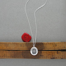 Load image into Gallery viewer, By Faith And Work - Miniature Silver Wax Seal Necklace - Victory Symbol Laurel
