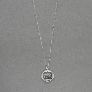 Calm In The Storm - Silver Wax Seal Necklace - Stay Calm Motto Jewelry