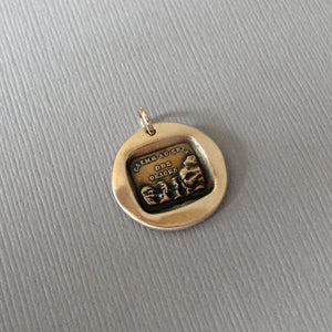 Calm in Storm - Wax Seal Charm - Antique Bronze Wax Seal Jewelry Pendant Stay Calm Motto
