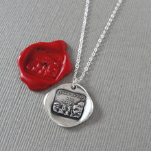 Load image into Gallery viewer, Calm In The Storm - Silver Wax Seal Necklace - Stay Calm Motto Jewelry

