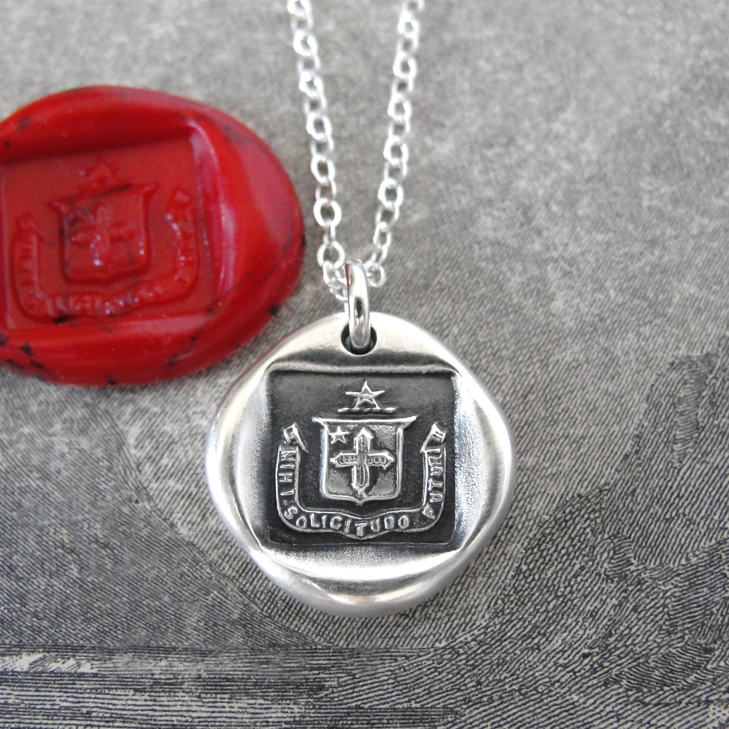 I Have A Care Of The Future - Silver Wax Seal Necklace