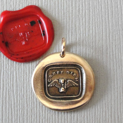 Carpe Diem - Wax Seal Pendant Bronze Jewelry - Seize The Day