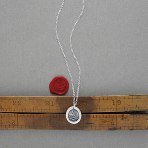 Foreseen Misfortunes Perish - Wax Seal Necklace With Cockatrice Antique Silver Jewelry