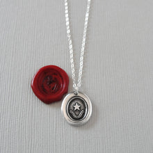 Load image into Gallery viewer, Constancy Star Wax Seal Necklace - North Star Polaris - antique wax seal jewelry Guiding Light - RQP Studio
