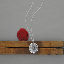 Load image into Gallery viewer, Victorian Ornate Lozenge - Wax Seal Necklace Cross Moline - Antique Silver Faith Wax Seal Jewelry
