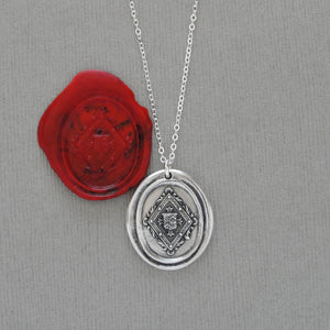 Victorian Ornate Lozenge - Wax Seal Necklace Cross Moline - Antique Silver Faith Wax Seal Jewelry