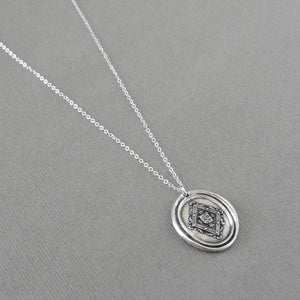 Victorian Ornate Lozenge - Wax Seal Necklace Cross Moline - Antique Silver Faith Wax Seal Jewelry