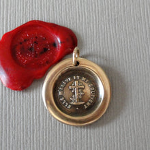 Load image into Gallery viewer, Cross Wax Seal Charm - Faith Uplifts &amp; Supports antique wax seal jewelry pendant French motto
