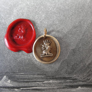Crowned Lion Bronze Wax Seal Pendant - Dauntless Courage - RQP Studio