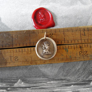 Crowned Lion Bronze Wax Seal Pendant - Dauntless Courage - RQP Studio