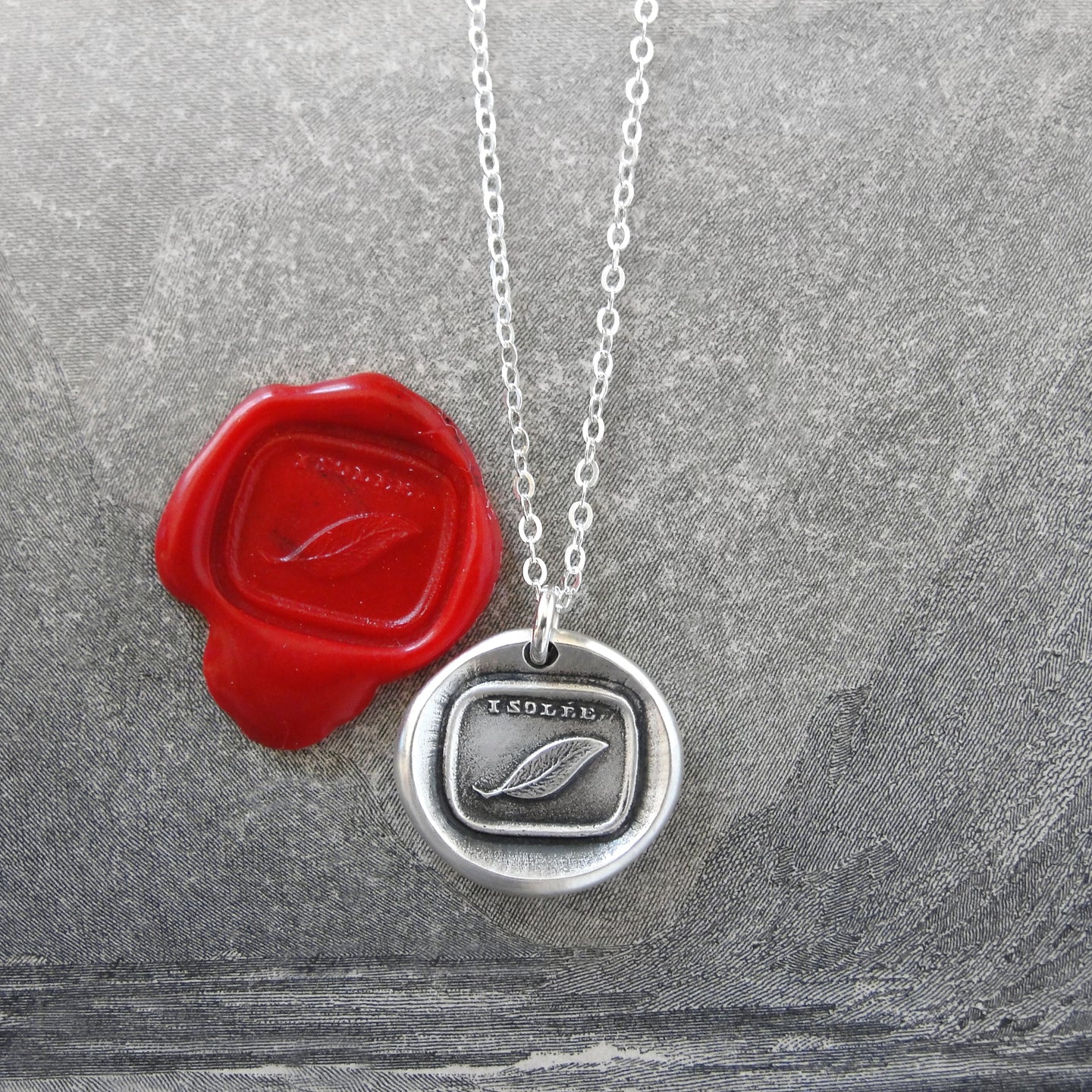 Desolate - Wax Seal Necklace Mourning Sadness Silver Leaf - RQP Studio