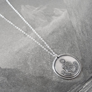 The Day Will Come - Wax Seal Necklace With Silver Sun Crest Splendor - RQP Studio