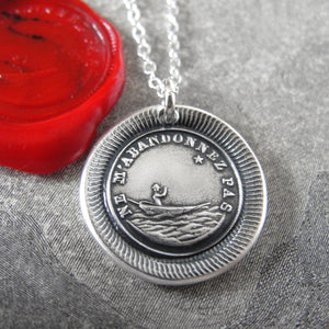 Do Not Leave Me - Silver Wax Seal Necklace Guided By North Star - Forsake Me Not - RQP Studio