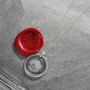 Do Not Leave Me - Silver Wax Seal Necklace Guided By North Star - Forsake Me Not - RQP Studio