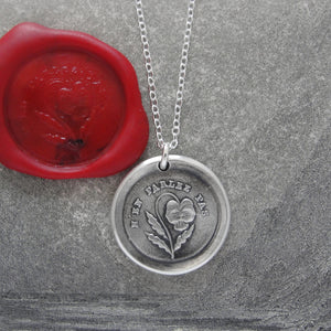 Do Not Tell - Silver Wax Seal Necklace - Forbidden Love Pansy - RQP Studio