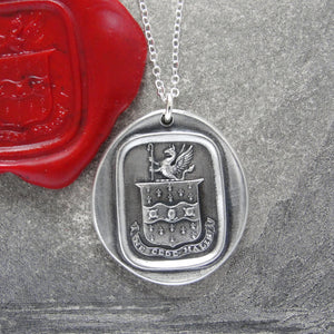 Do Not Yield To Misfortunes - Silver Mythical Griffin Wax Seal Necklace - RQP Studio