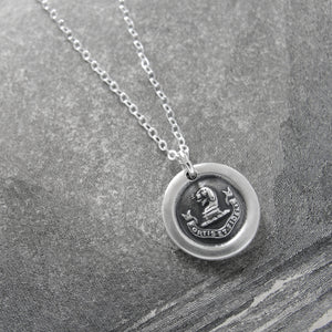 Brave And Faithful - Dog Wax Seal Necklace - Motto Fortis Et Fidelis