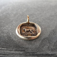 Load image into Gallery viewer, Faithful Friend Relentless Enemy - Wax Seal Charm - antique dog jewelry pendant in bronze - RQP Studio
