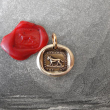 Load image into Gallery viewer, Faithful Friend Relentless Enemy - Wax Seal Charm - antique dog jewelry pendant in bronze - RQP Studio
