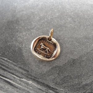 Faithful Friend Relentless Enemy - Wax Seal Charm - antique dog jewelry pendant in bronze - RQP Studio