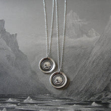 Load image into Gallery viewer, Always Faithful Dog Wax Seal Necklace in Silver Latin motto Semper Fidelis - RQP Studio
