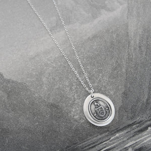 Silver Wolf Wax Seal Necklace - While I Breathe I Hope