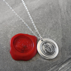 Silver Wolf Wax Seal Necklace - While I Breathe I Hope