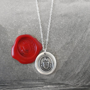 Silver Wolf Wax Seal Necklace - While I Breathe I Hope