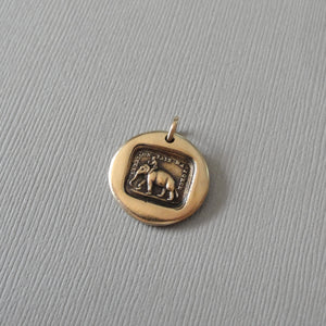 Elephant Wax Seal Charm - Reason Is My Strength antique wax seal jewelry pendant French motto - RQP Studio
