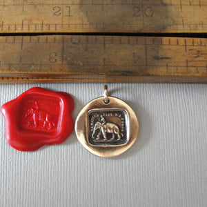 Elephant Wax Seal Charm - Reason Is My Strength antique wax seal jewelry pendant French motto - RQP Studio