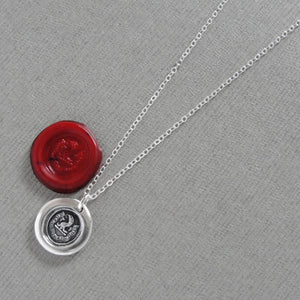 ndure And Conquer - Miniature Eagle Head Silver Wax Seal Necklace - Never Quit