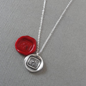 Old England For Ever - Silver Wax Seal Necklace - English Rose Symbol Jewelry