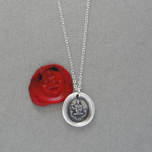 To Be Rather Than Seem To Be - Silver Wax Seal Necklace With Cicero Be Yourself Motto