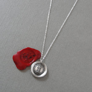 Faith Uplifts And Supports - Wax Seal Necklace Silver Cross Jewelry