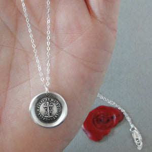Faith Uplifts And Supports - Wax Seal Necklace Silver Cross Jewelry