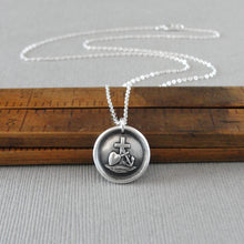 Load image into Gallery viewer, Faith Hope Love Wax Seal Necklace In Silver - Cross Anchor Heart symbols - RQP Studio
